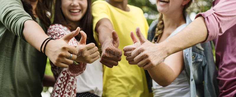 Diverse Group Young People Thumb Up Concept. Diverse Group Young People Thumb Up Concept