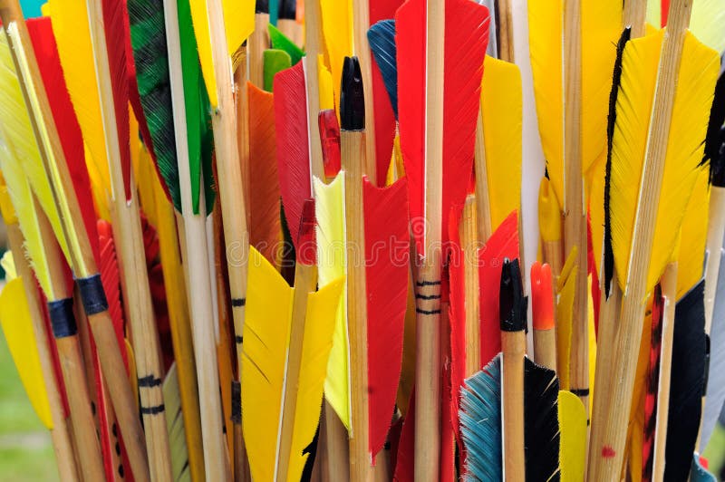 A group of colorful arrow fletchings. A group of colorful arrow fletchings.