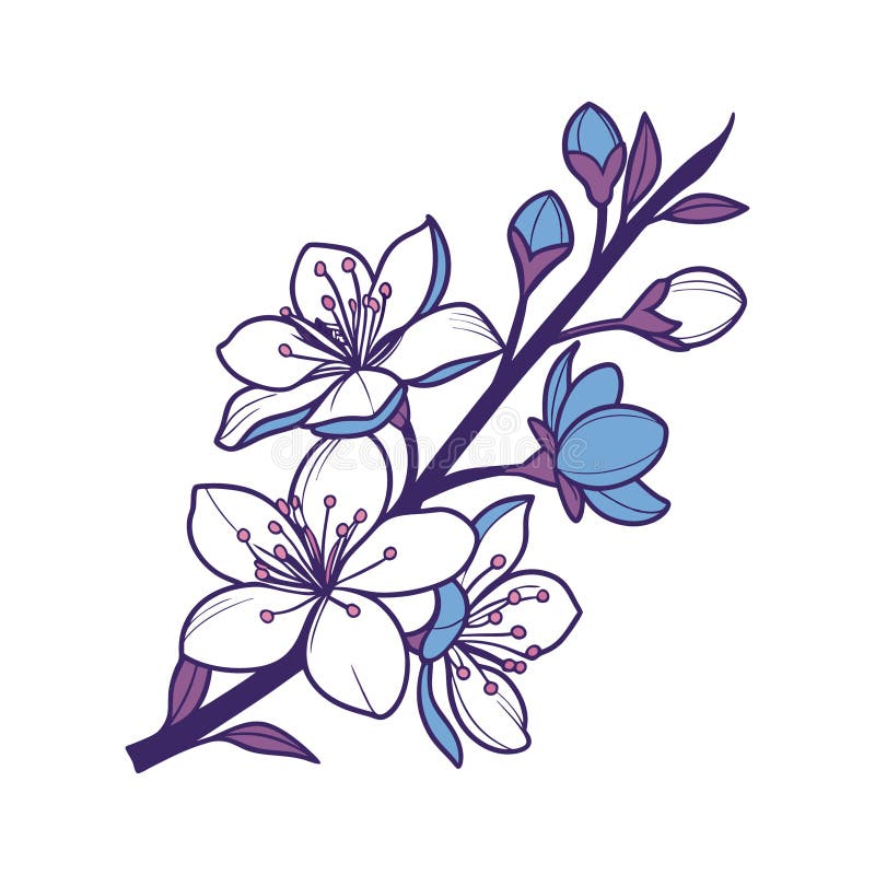 Olika Larkspur Flower Illustration med kontur royaltyfri illustrationer