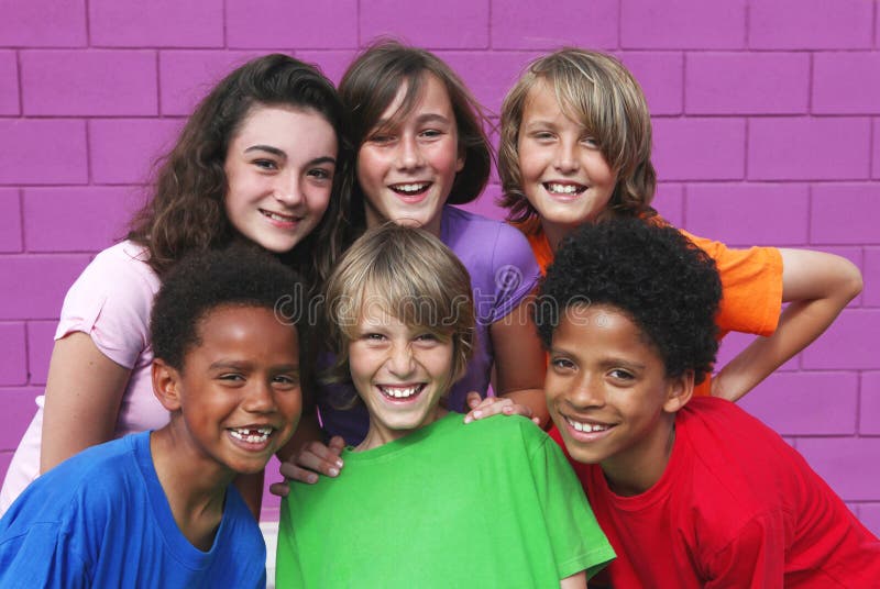 Group of happy diverse children or kids. Group of happy diverse children or kids