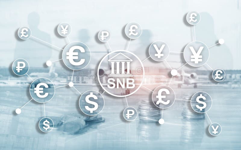Olika valutor på en virtuell skärm. snack. växla nationell bank royaltyfria foton