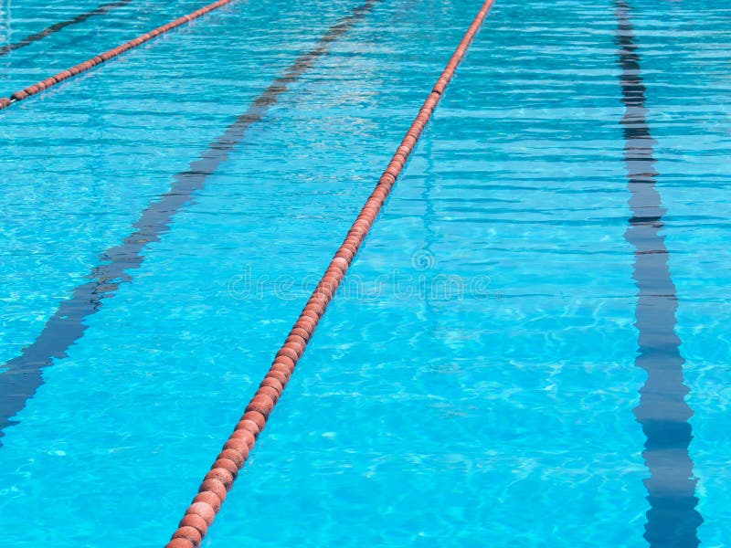 Olimpic Swimming Pool Orange Float Cork Marking Line Stock Photo