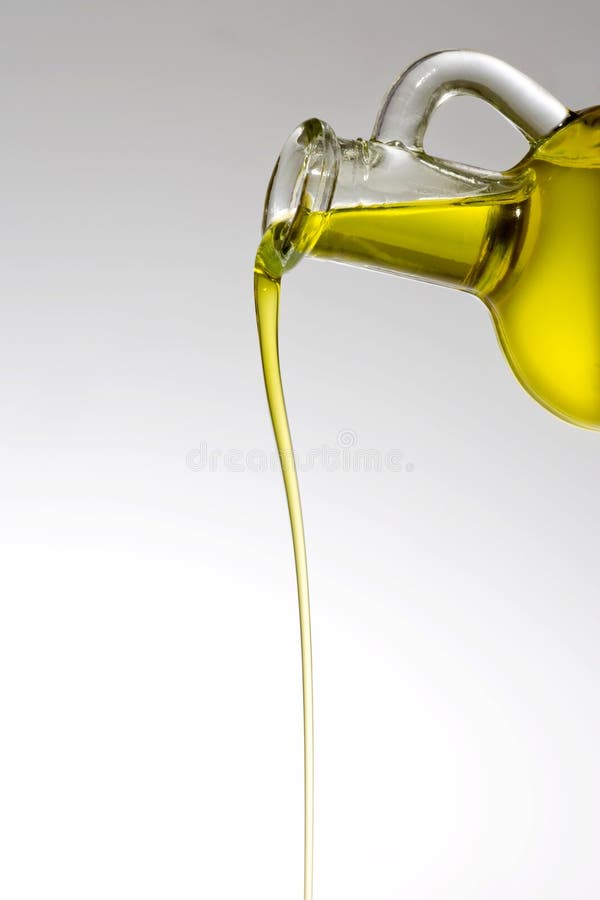 Bottle with a thread of olive oil. Bottle with a thread of olive oil