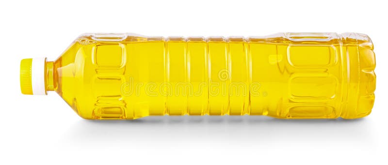 Bottle with Yellow Liquid. Подсолнечное масло в пластиковой