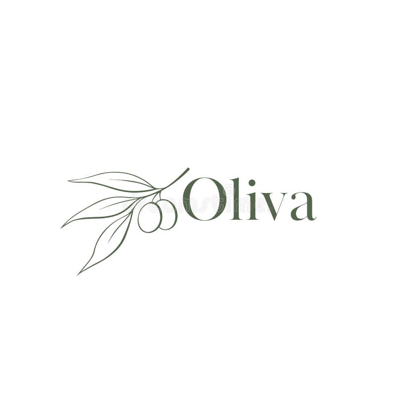 Oliva Tree Logo at Engraving Style. Olive Illustration with Letters ...
