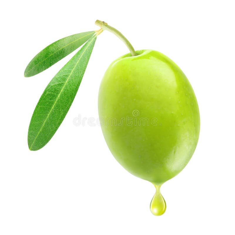 Oliva verde con goccia di olio fotografia stock libera da diritti Oliva verde con goccia di olio fotografia stock libera da diritti