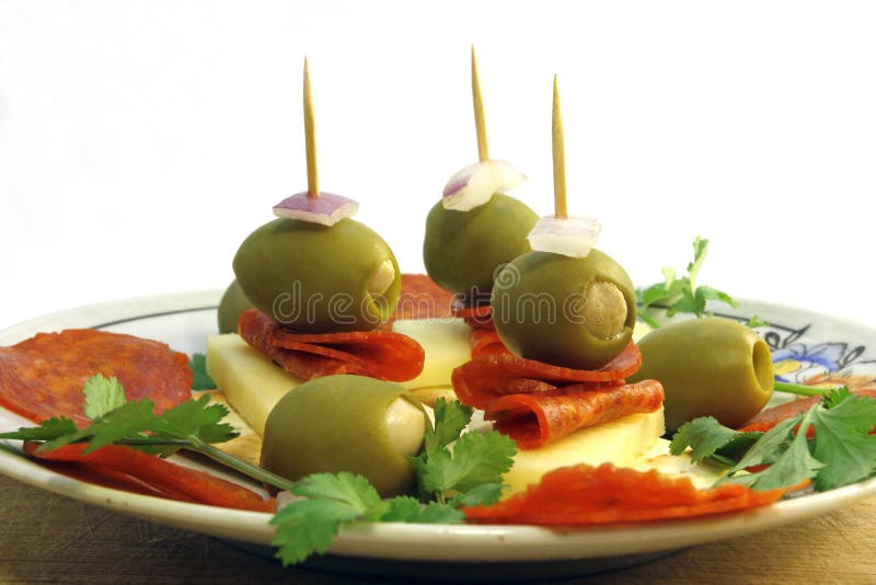 Olive appetizers stock photo. Image of toothpick, pepperoni 7557874