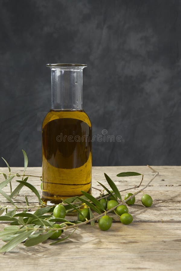 Olive branch and olive oil stock image. Image of black 33572559