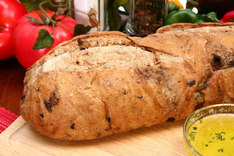 Olive Bread Loaf in Kitchen