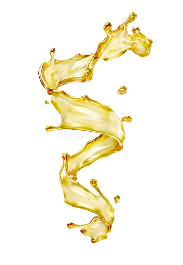 Olive or engine oil splash, cosmetic serum liquid isolated on white background