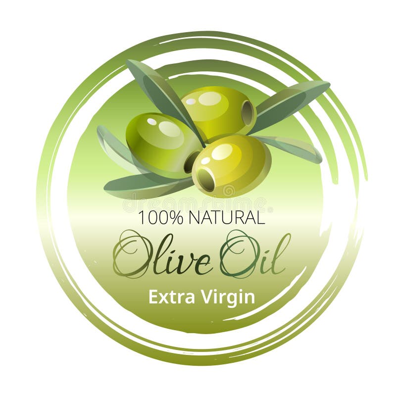 Olive Green Label Template. Design Element for Olive Oil Stock