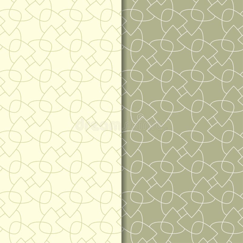 Olive Green Set of Seamless Geometric Patterns Stock Vector