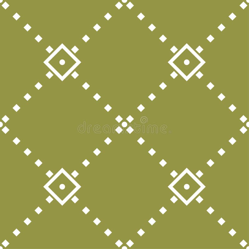 Olive Green and White Geometric Seamless Pattern Stock Vector
