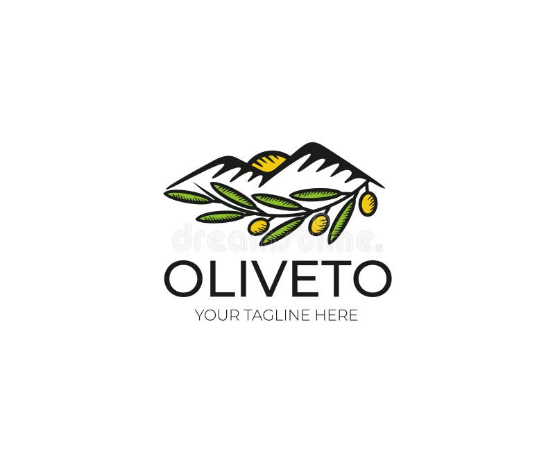 Olive Logo Template Olive Grove Vector Design illustrazione di stock Olive Logo Template Olive Grove Vector Design illustrazione di stock