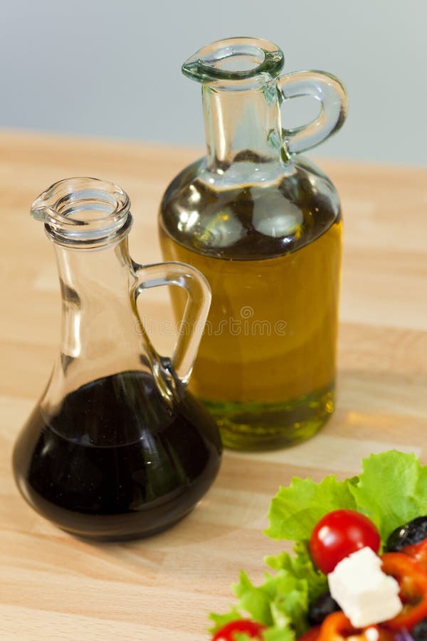 Salad with Olive Oil and Balsamic Vinegar Dressing Stock Image Image