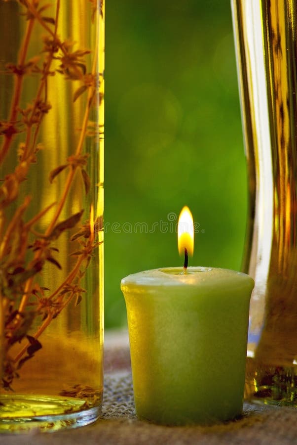 Candles with bath salt stock photo. Image of luxury, warmth 21260510