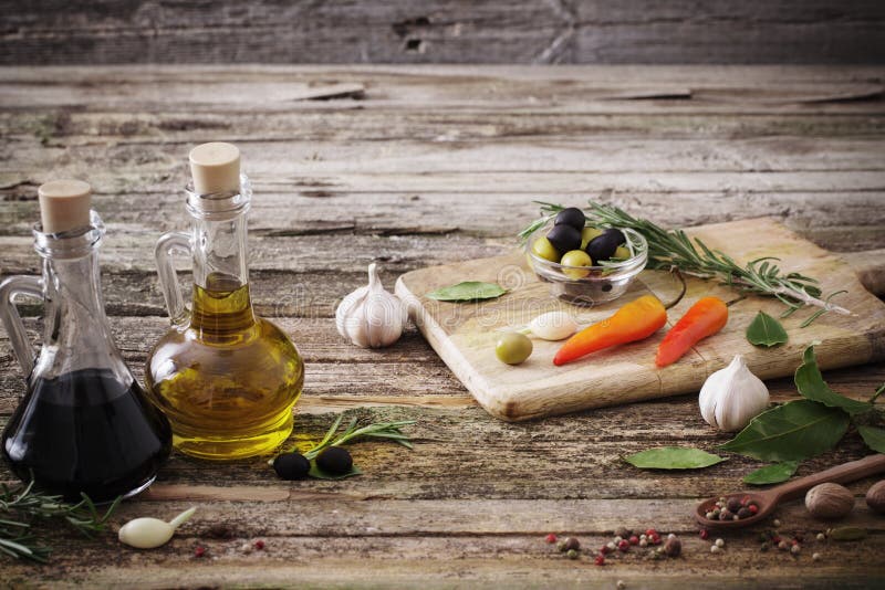 Olive Oil Flavored with Spices Stock Image Image of olive, balsamic