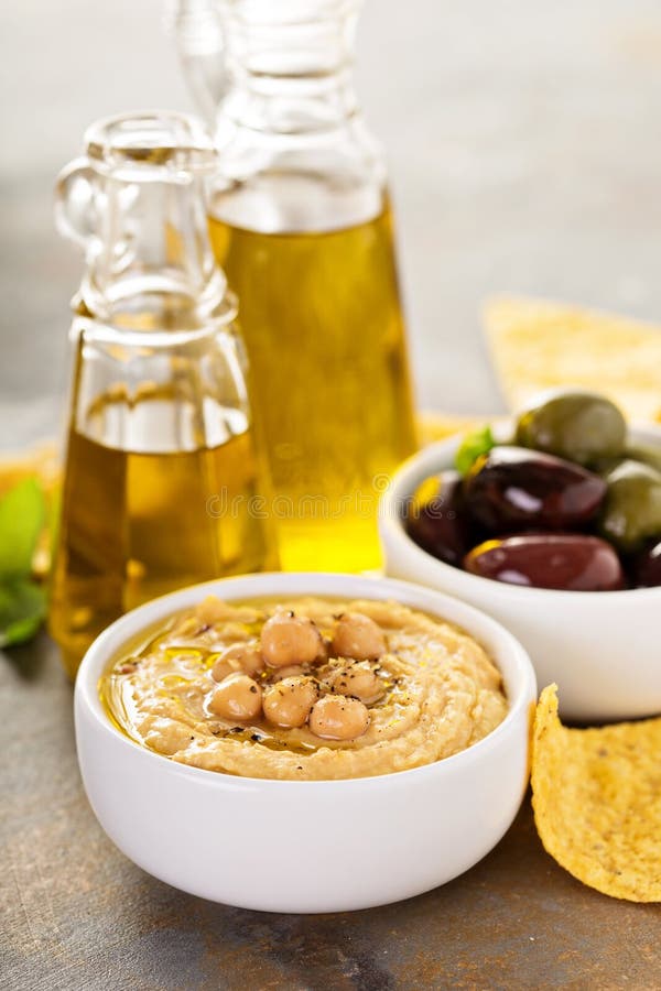 Olive oil homemade hummus stock image. Image of cooking 85633689