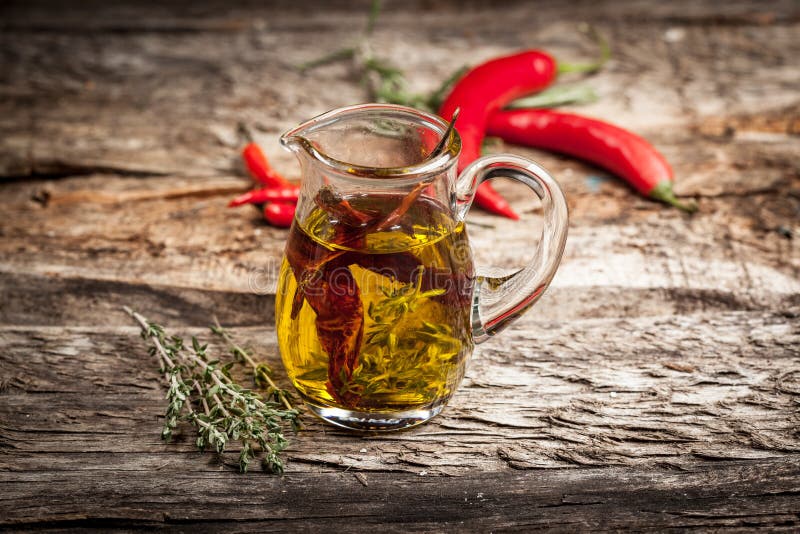 Olive Oil with Spice and Herbs Stock Image Image of chilly, food