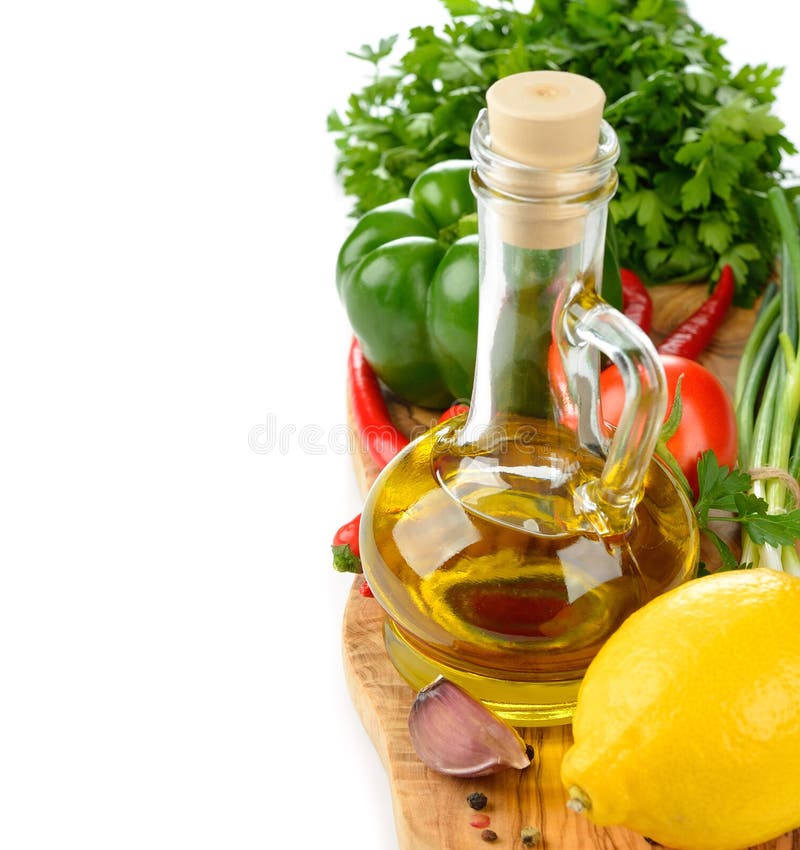 Olive Oil, Spices and Vegetables Stock Image Image of white, olive