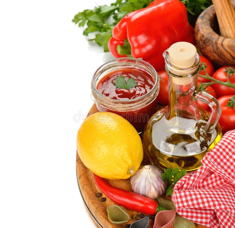 Olive Oil, Vegetables and Spices Stock Photo Image of kitchen