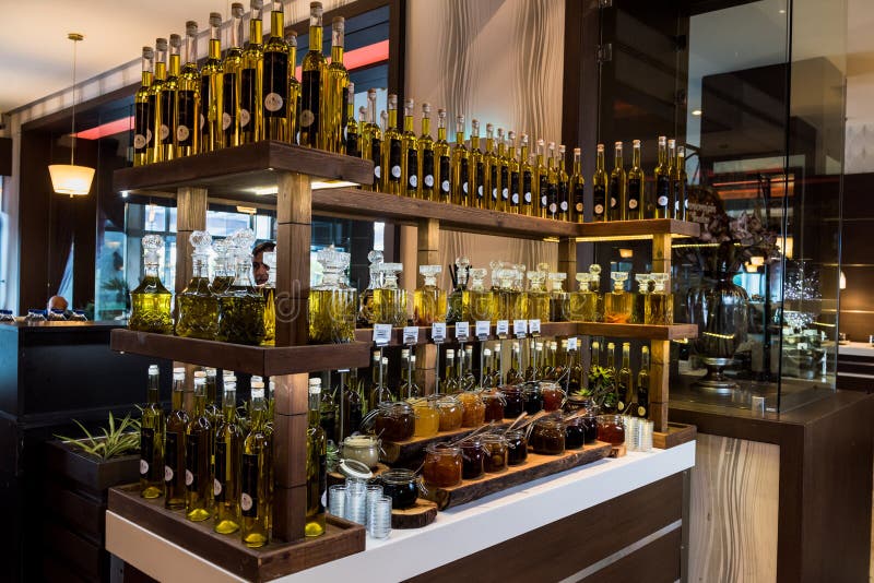 Olive Oils in Bottles and Jams Editorial Image Image of bread