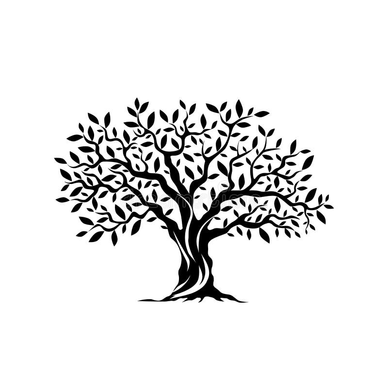 Olive Tree  Silhouette Icon Isolated On White  Background 