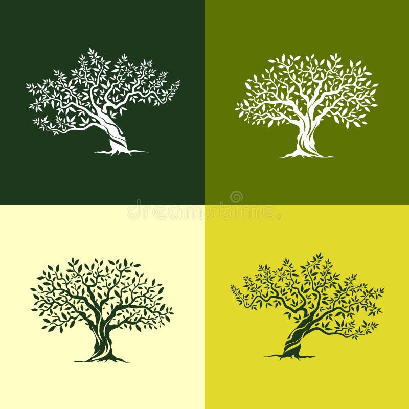 Olive tree silhouette icons set stock illustration Olive tree silhouette icons set stock illustration