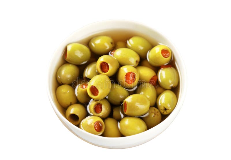 Olive Verdi Farcite Con Il Pimento Fotografia Stock Immagine di
