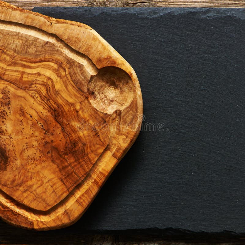 Olive Wood Cutting Board with Spices and Fig Stock Image Image of