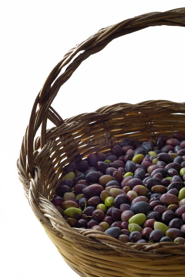 Olives in basket stock photo. Image of green, healty, brown 6858222