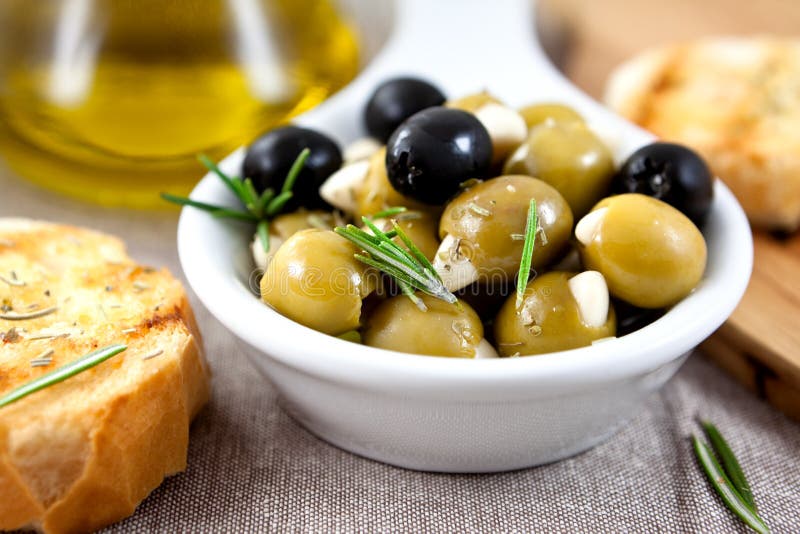 Olives with garlic and herbs