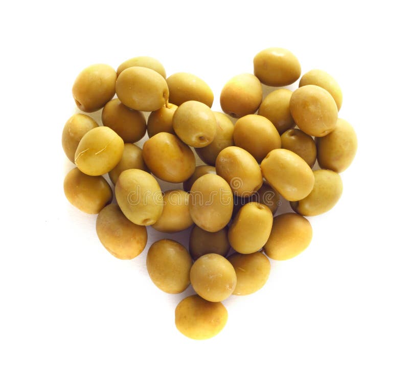 Olives in heart shape stock photo. Image of heart, green 48793540