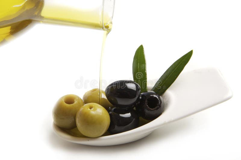 Olives and olive oil stock photo. Image of green, pouring 10374686