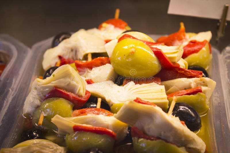 Olives Stuffed with Pepper and Anchovy Stock Photo Image of food