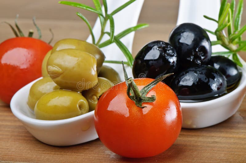 Olives and tomatoes stock photo. Image of leaf, olive 19051814