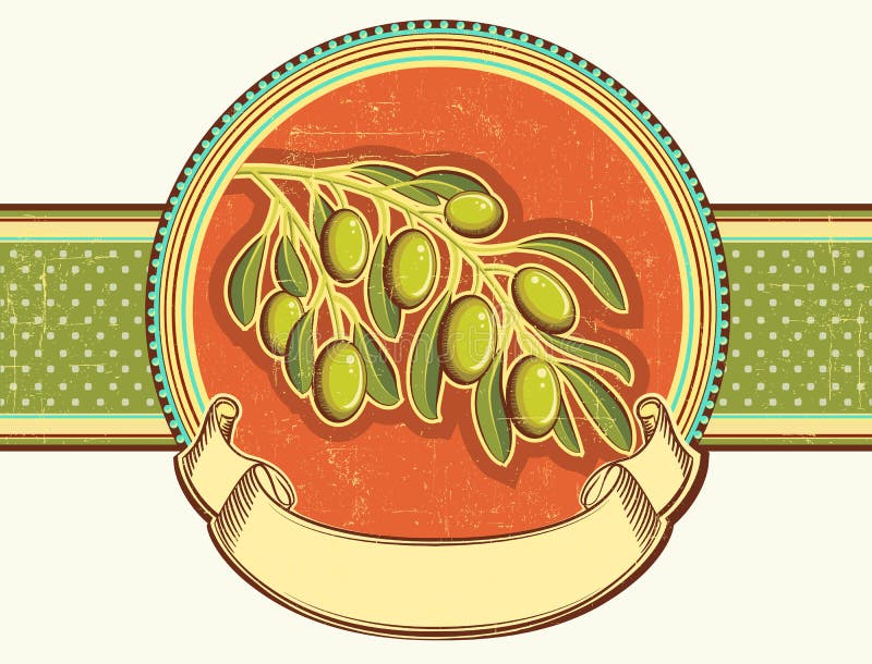 Green Olives on Old Vintage Card Stock Vector Illustration of olive, retro 29979885