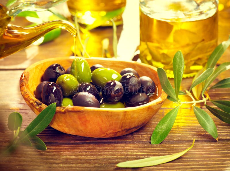 Olives and Olive Oil stock image. Image of growing, aromatic 29212397