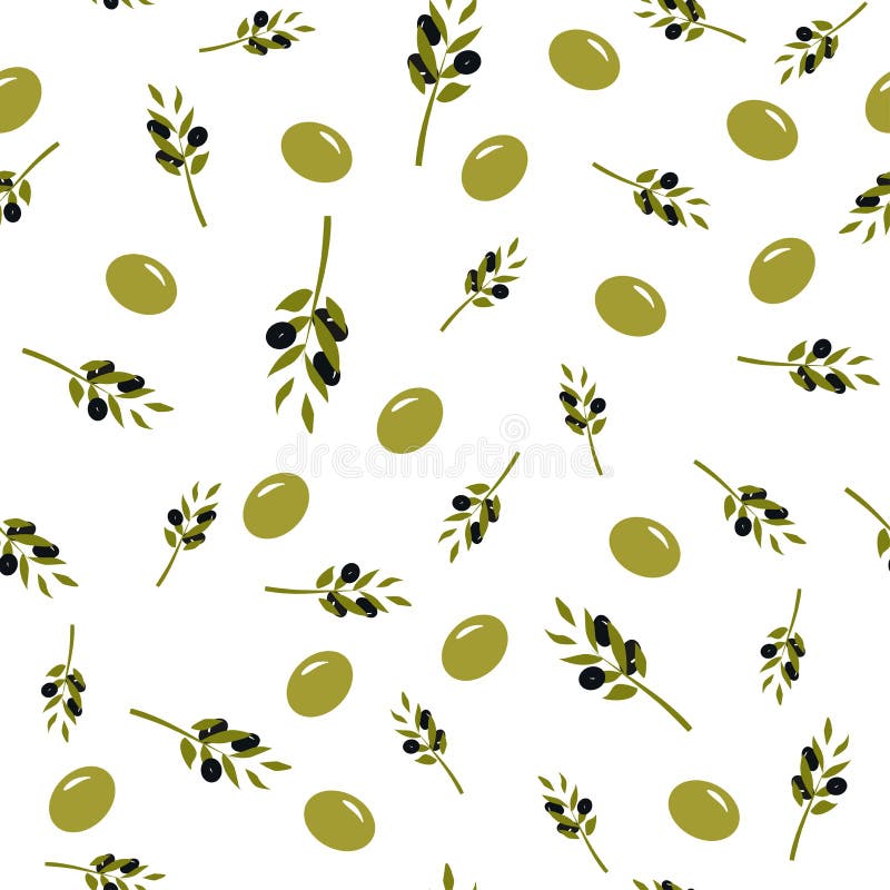 Olive Branch Seamless Pattern. Digital Background for Your Design Stock Vector Illustration of