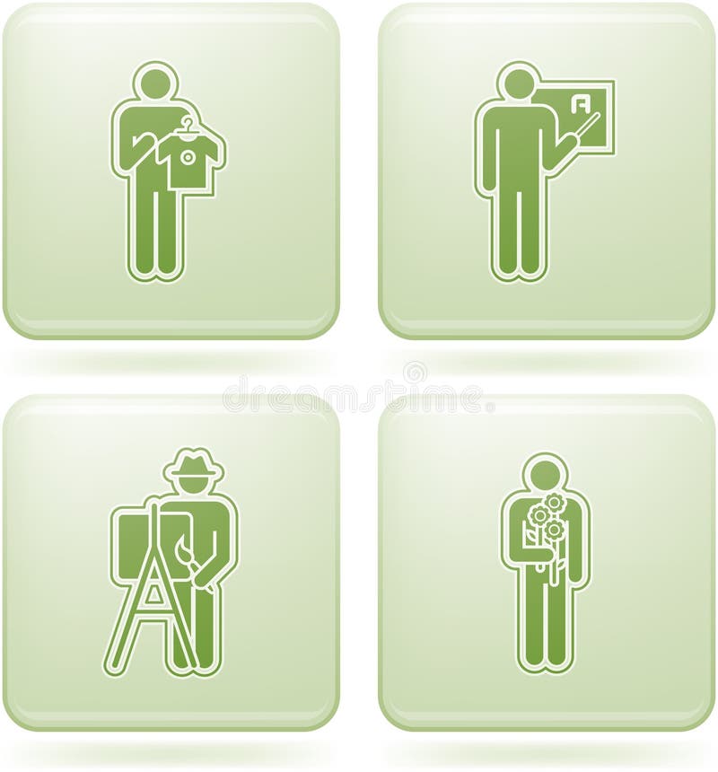 Olivine Square 2D Icons Set: Occupation