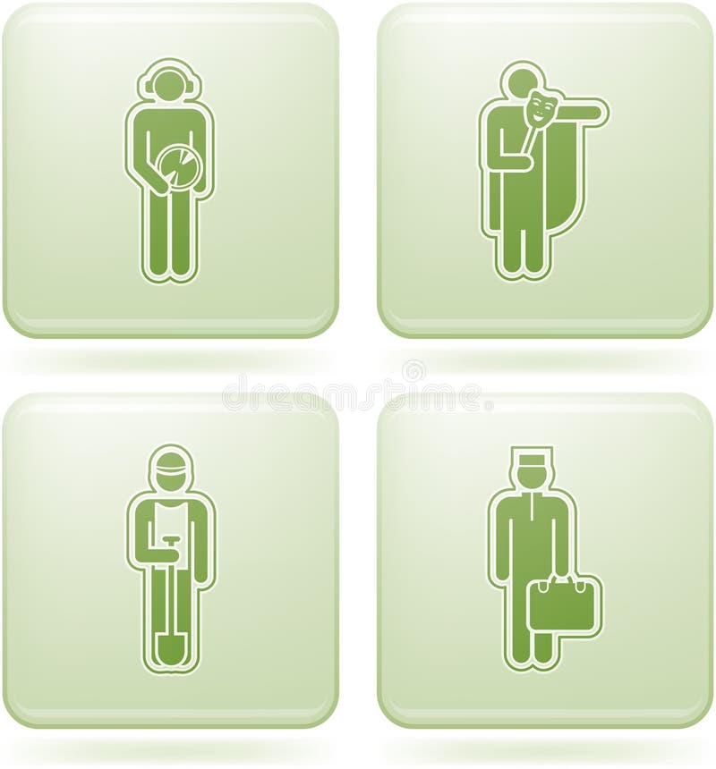 Olivine Square 2D Icons Set: Occupation