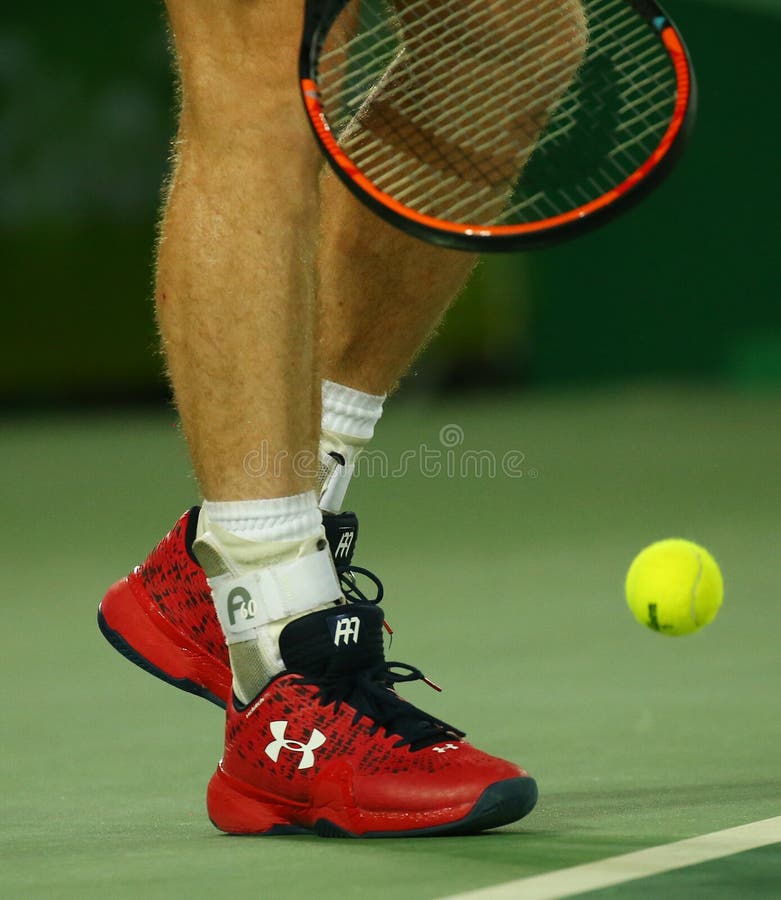 Olympic Champion Andy Murray of Great Britain Wears Custom Under Armour Tennis Shoes Men`s Singles Final of the Rio 2016 Editorial Stock Photo - Image of champion, brazil: 81359498