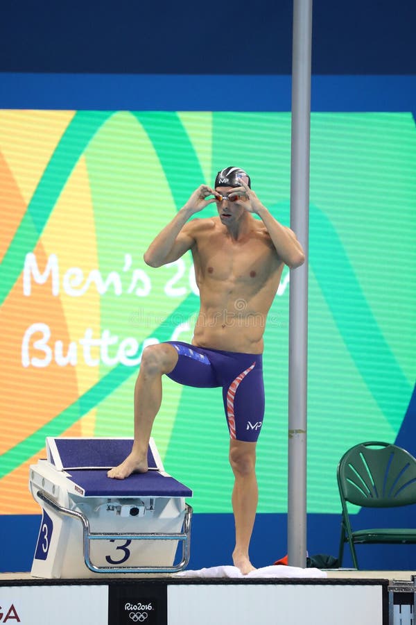 Olympic champion Michael Phelps of United States before swimming the Men's 200m butterfly at Rio 2016 Olympic Games