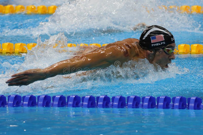 Olympic champion Michael Phelps of United States swimming the Men's 200m butterfly at Rio 2016 Olympic Games