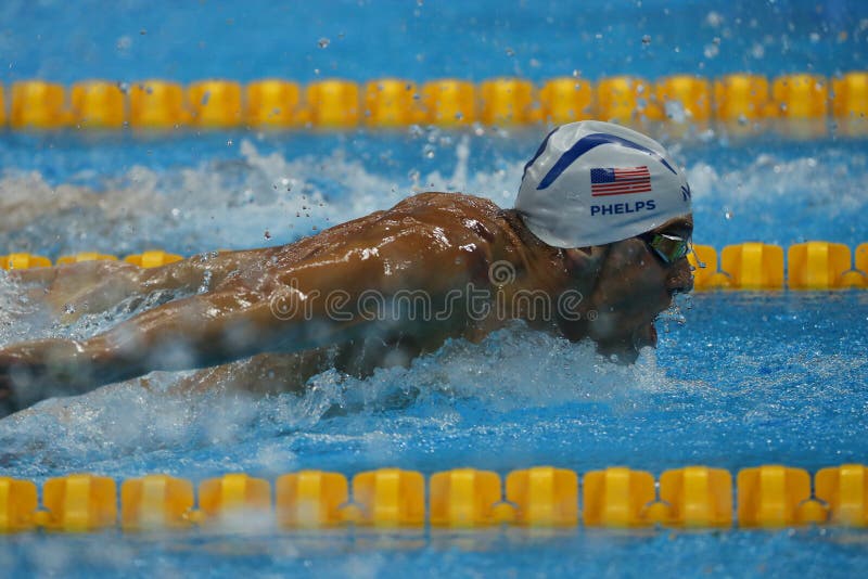 Olympic champion Michael Phelps of United States swimming the Men's 200m butterfly at Rio 2016 Olympic Games