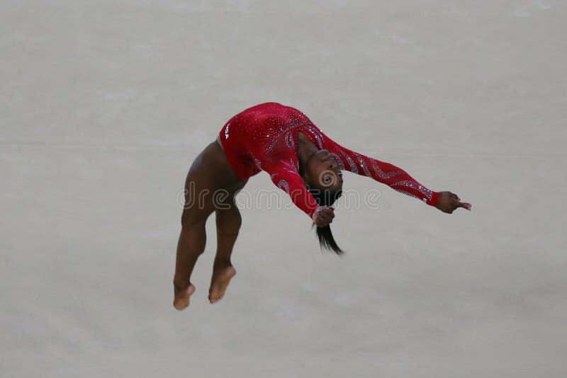Olympic champion Simone Biles of United States during an artistic gymnastics floor exercise training session for Rio 2016 Olympics