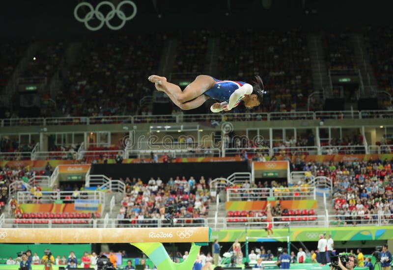 Olympic champion Simone Biles of United States competing on the balance beam at women's all-around gymnastics at Rio 2016