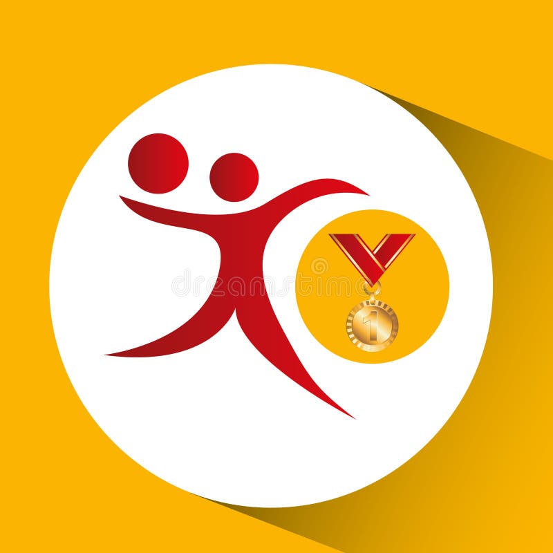 Olympic Gold Medal Volleyball Icon Stock Vector Illustration of