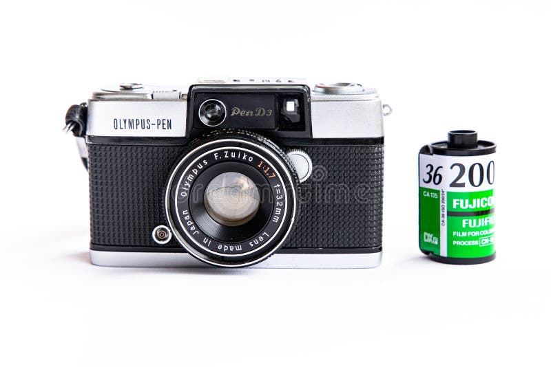Olympus Pen D3 Vintage Film Camera With 35mm Film Cartridge Isolated On White Background Editorial Photo Image Of Creative Black Olympus Pen D3 Vintage Film Camera With 35mm Film Cartridge Isolated On White Background Editorial Photo Image Of Creative Black