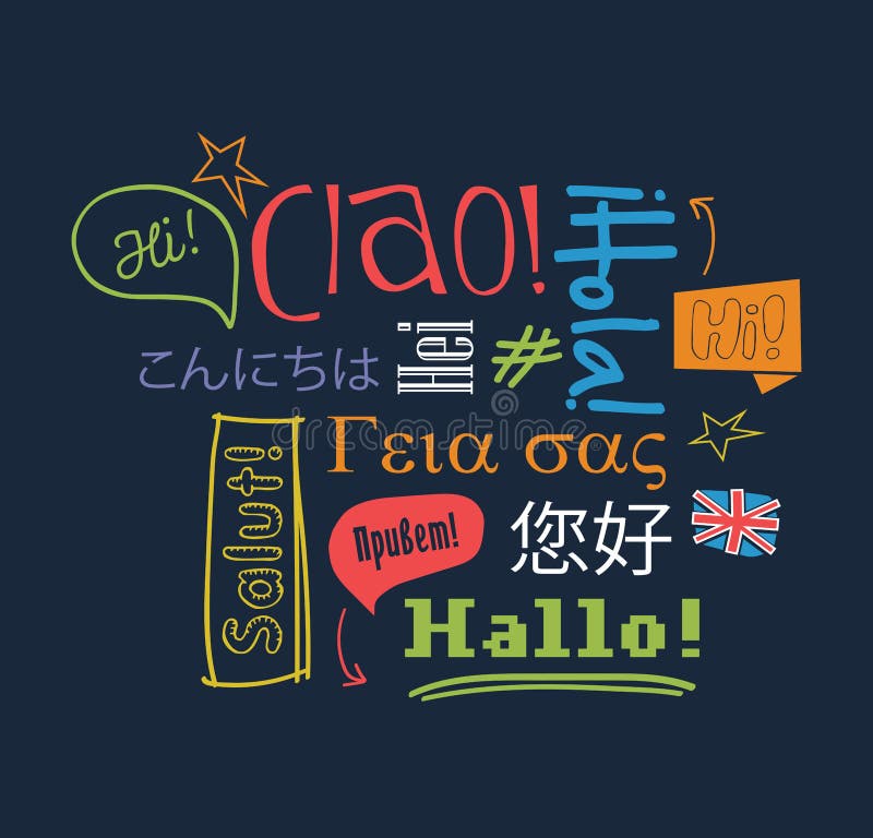 Olá! em línguas diferentes ilustração royalty free